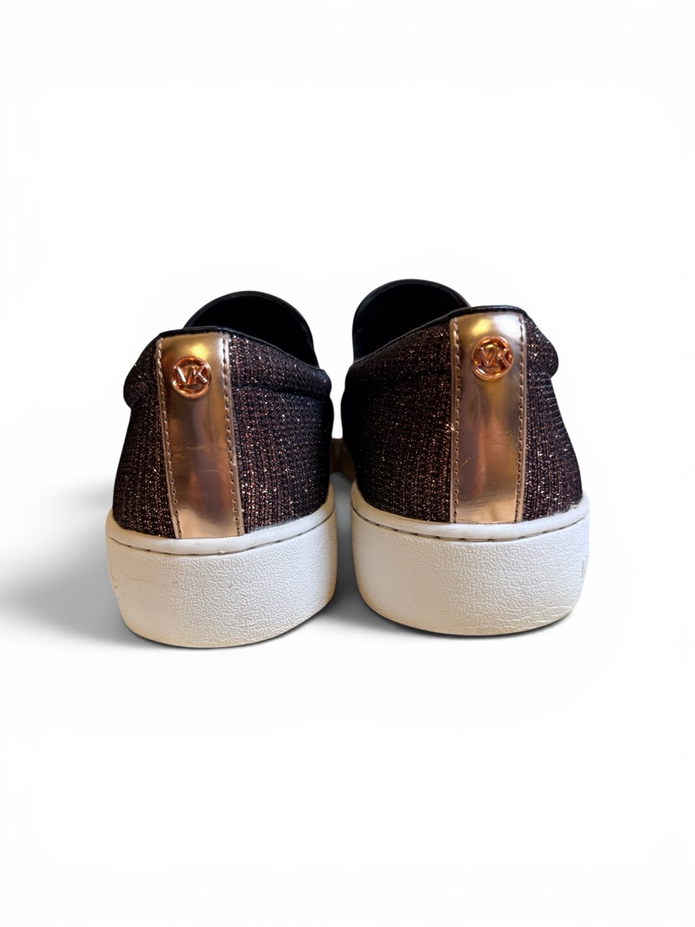 Michael Kors Keaton Slip On Sneakers Rose Gold Glitter Metallic Size 9M EUC - Picture 2 of 13
